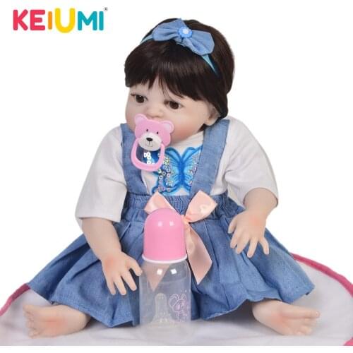 KEIUMI Reborn Baby Dolls Girl Full Silicone Vinyl Body True To Life Boneca Reborn Princess For Kids Partners Toy