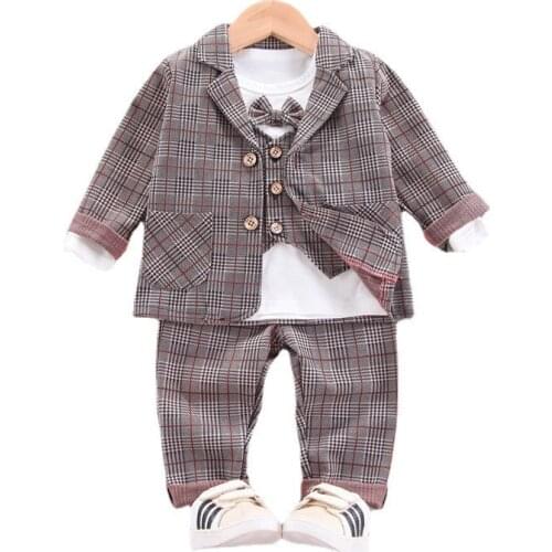 New Spring Autumn Kids Gentleman Clothes Baby Boys Girls Jacket Vest T-Shirt Pants 4Pcs/sets Infant Clothing Toddler Sportswear