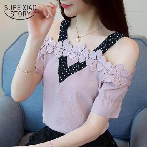 Summer chiffon blouse women shirts short sleeve women blouses tops sexy slash neck off shoulder tops womens clothing D584 30