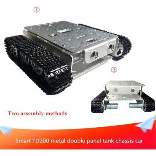 DIY TD200 Metal Tank Chassis Car Double-layer Panel Intelligent Remote Control Robot for Modification Tank Model Project RC Toy