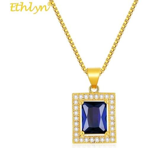 Ethlyn Gold Color Fashion Charm Gemstone Necklace Jewelry Banquet Wedding Birthday Gift For Women Girlfriend MY193
