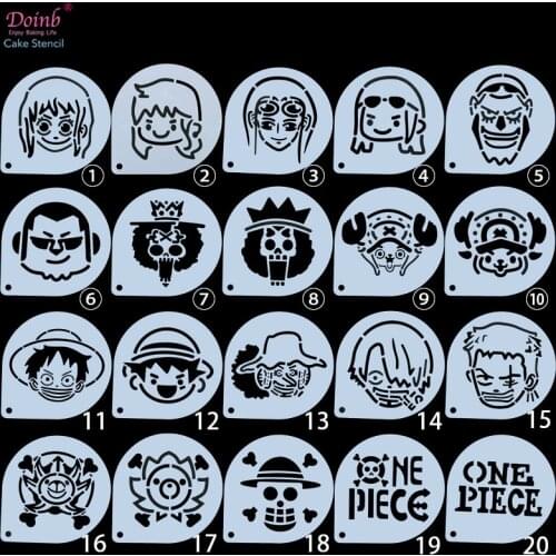 Cartoon One Piece Tiramisu Cake Stencil Mold Fondant Decoration Baking Moulds Wall Painting Album Embossing DIY Craft Tool