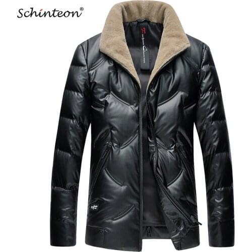 Schinteon Top Quality Men Warm Down Jacket Waterproof Winter 90% White DucK Down Outwear 100% Real Wool Collar Coat