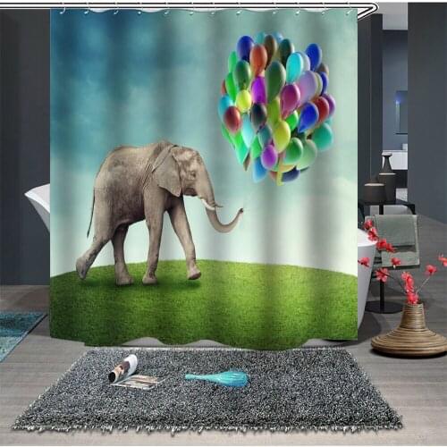 Custom Made Shower Curtain Bathroom Curtain Partition 1.5 x 1.8m 1.8 x 1.8m 1.8 x 2m Elephant Balloon