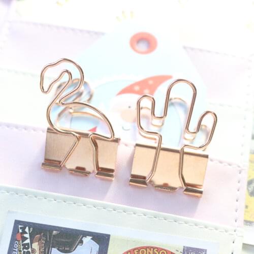 Domikee original creative plant design metal office school paper clips set stationery,cute student binder clip for notebook,2pcs