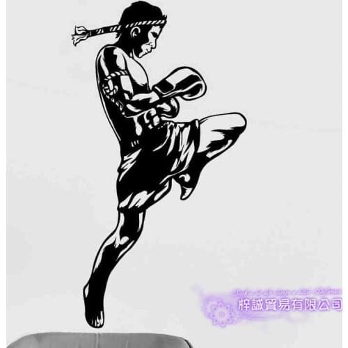 Muay Thai MMA Wall Sticker Kick Play Decal Free Combat Posters Vinyl Striker Wall Decals Decor Mixed Martial Arts Club Car Decal
