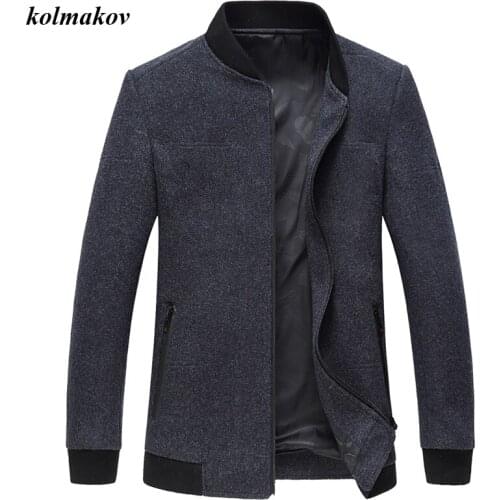 New Arrival Spring Style Men Boutique Woolen Jacket Coat Fashion Casual Solid Mandarin Collar Zippers Mens Middle Aged Coat
