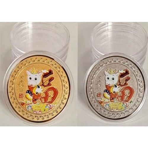 New 2021 Year Of Ox Commemorative Gold Coin Chinese Zodiac Souvenir Coin New Year Gift for Home Decoration Collection Gift