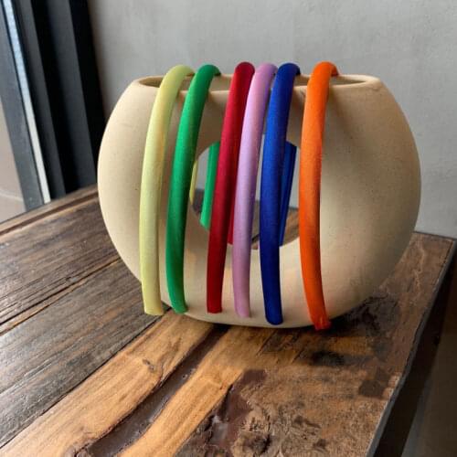 2021 Fashion Candy Color Satin Hairbands Smooth Headband for Women Girls Thin Bezel Hair Hoop Hair Accessories Headwear
