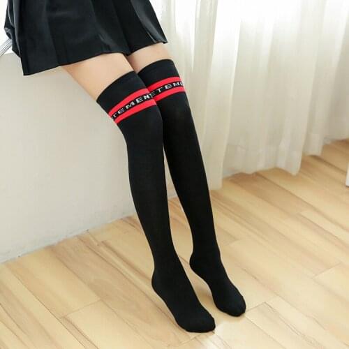 Autumn and winter over the knee socks letter stars long tube socks women combed cotton pile socks