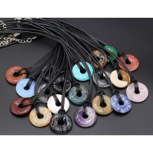 Big Hole Beads Necklace Natural Stone Rose Quartzs Blue Turquoises Beads Necklace for Women Making DIY Party Gift 25x25mm