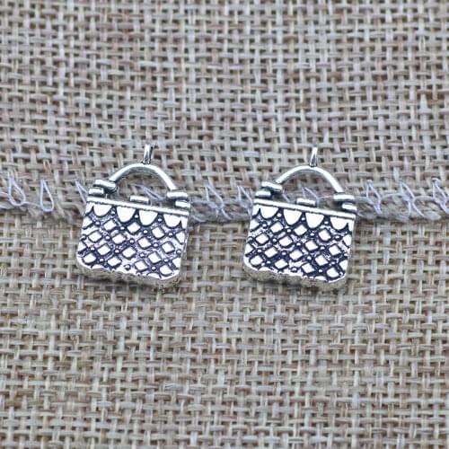 10 Pieces 14*18mm Mixed Alloy Antique Silver Color Ladys Handbag Charms Bracelet Pendant Accessory For DIY Jewelry Making
