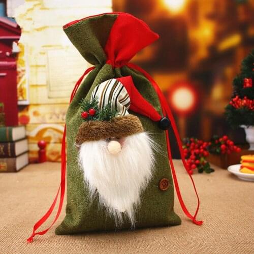 Christmas Tree Elk 3D Santa Claus Candy Handbag Party Gift Bag Xmas Decoration For Home 20*38cm