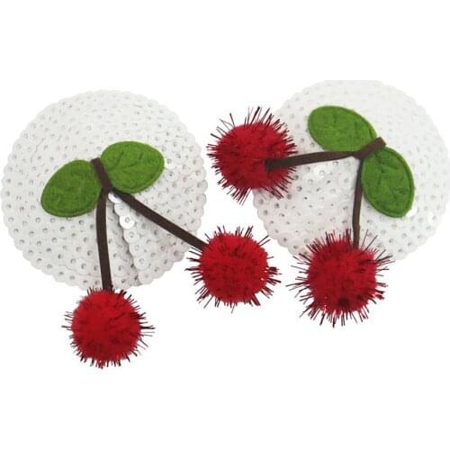 Sexy Chest Paste Cherry Pompon Underwear Chest Pad Fruit Sequins Round Bottom Sexy Nipple Stickers