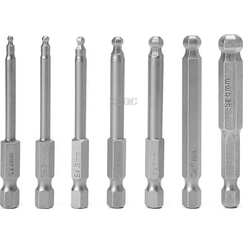 NEW 7 Pcs 65mm Magnetic Ball End Hexagon Head Hex Screwdriver Bits Drill Tools 2.5'' M03 dropship