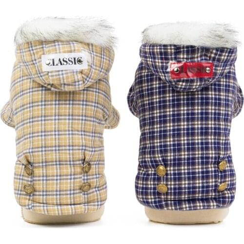 Warm Pets Dog Clothes Cotton Russia Winter Thicken Coat Costumes England Grid Hoodies Clothes for Small Puppy Dogs Clothing XXL
