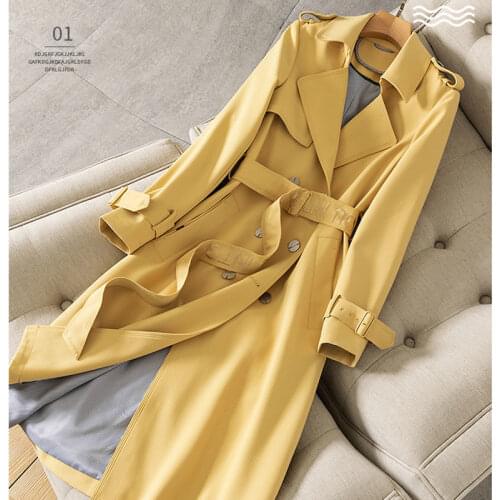 Fashion Women Trench Coat 2021 Autumn New Slim Temperament Ladies Long Outwear With belt Solid Casual Female Windbreaker Coats