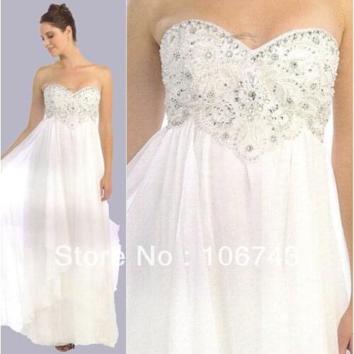 Party dresses long luxury 2020 Gown Floor-Length Beach Sweetheart Chiffon with Beading Homecoming Prom Bespoke Wedding Dresses