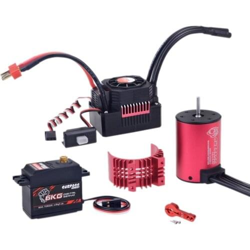 SURPASS HOBBY KK 3650 3100KV Waterproof Brushless Motor +45A ESC+S0600M 6KG Servo for 1/10 RC Car