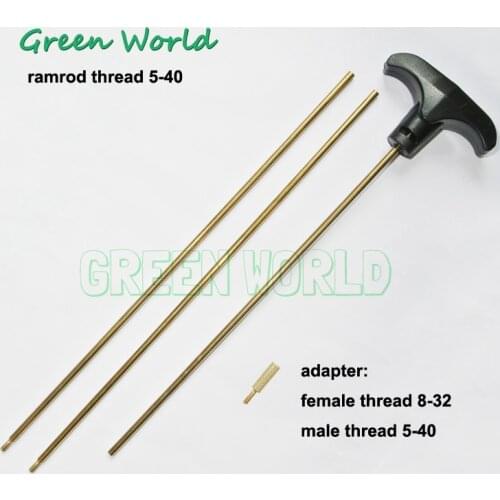 Green World 3pcs/lot .17cal-.45cal Brass Rotate Rods ,Solid Brass Cleaning Rods Set Thread 5-40