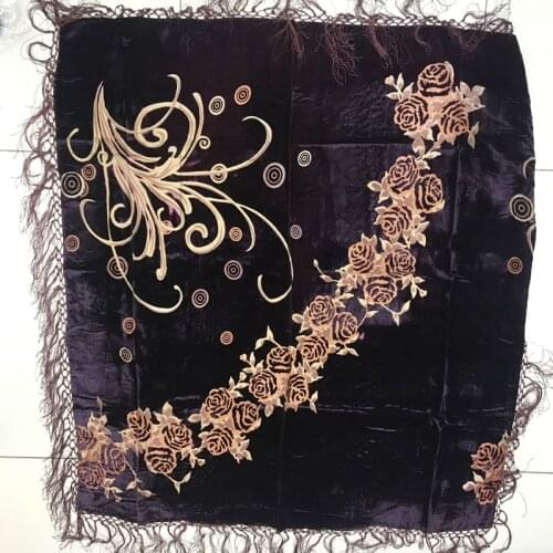 Lady square Flower Velvet silk Duster Opera Shawl Scarf Wrap size 110*110cm 5pcs mixed#2502