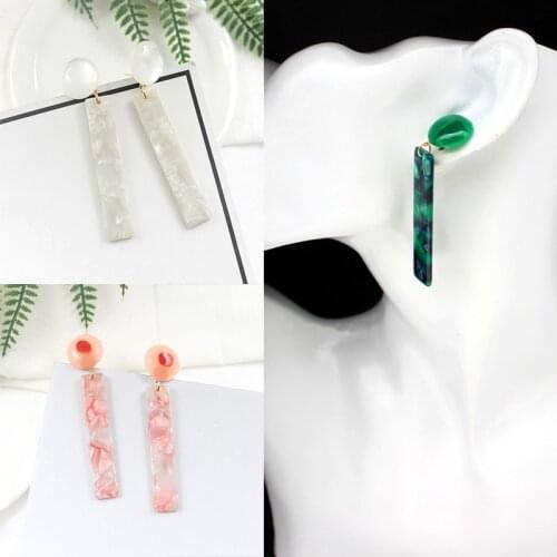 Acrylic three color ring rectangular strip earrings pink black green yellow personality fashion earrings female charm