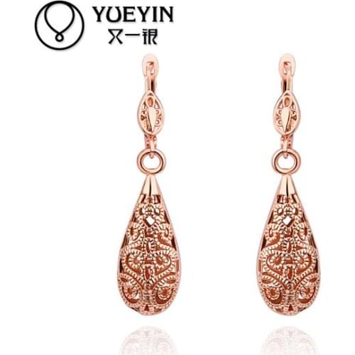 Wholesale Gold color Earrings For Women Wedding jewelry Brincos da Mulher Simple elegant rose gold Accessories