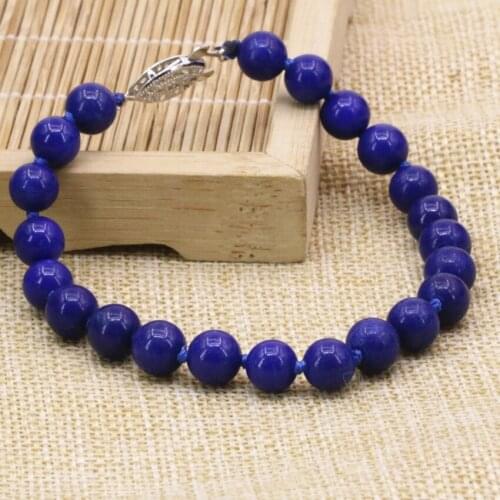 Wholesale price elegant natural stone blue lapis lazuli 8mm round beads bracelet & bangle for women jewelry 7.5inch B3170