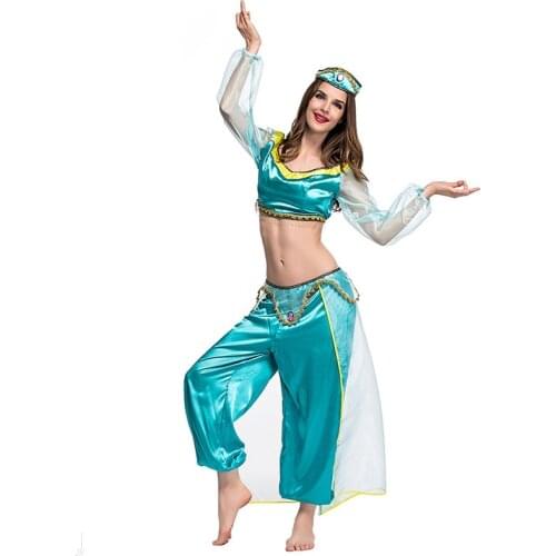 Women Sexy Fairy Tales Aladdins lamp Princess Cosplay Halloween Arab Belly dance performance Costume Carnival Nightclub dress
