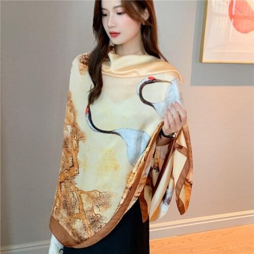 Muslim Headband Luxury 2021 Silk Scarf Hijab Print Animal Large 180*90cm Autumn Spring Shawl Wrap Bandana Scarves Foulard