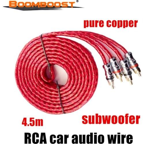 1 pc High quality for amplifier speaker subwooofer RCA to RCA 4.5m pure copper red car Stereo Audio Cable wire