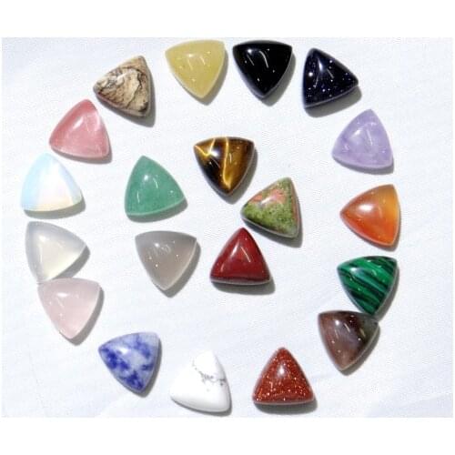10mm Natural stone Turquoises Quartz crystal tiger eye triangle cabochon beads for Diy Jewelry Making Necklace Accessories50PCS
