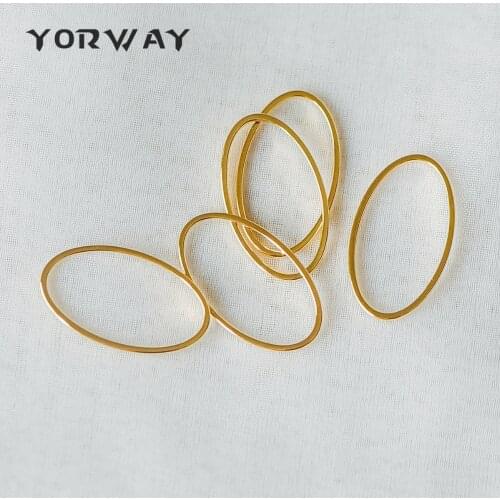 10pcs/Lot Gold Oval Link Charms 24x14mm, Real Gold Plated Brass, Geometric Hoop Connector Pendants (GB-296)