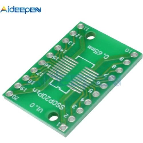 10Pcs/lot SOP20 SSOP20 TSSOP20 to DIP20 Pin board SMD to DIP20 IC Adapter Converter Socket Board Module 0.65mm 1.27mm Pitch