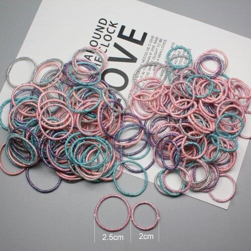 100pcs/Lot Kids' Glitter Tiny Hair Tie Mini Thin Hair Band 5 Colors Mixed For Little Girls With Sealable Bag Accessories FQ001