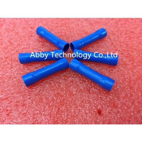 100pcs/lot Blue Insulated Straight Butt Connector Electrical Crimp Terminals Cable Wire