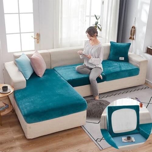 Plush sofa cushion cover furniture protection cover living room sofa cover elastic stretch sofa cushion cover household cushion