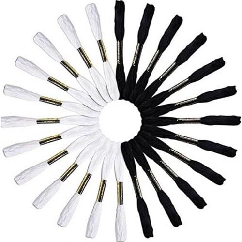 24PCS Embroidery Thread Black & White Cotton Thread Sewing Skeins Embroidery Thread Floss Kit For DIY Cross Stitch Sewing Tools
