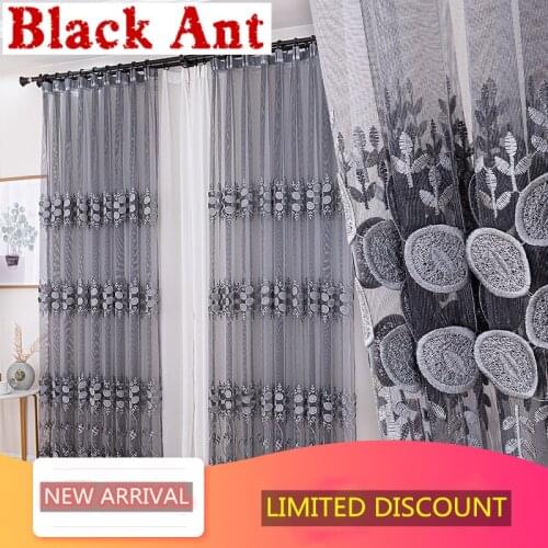 3D Embossed Embroidery Tulle Curtain For Living Room Voile Sheer Fabric Bedroom Bay Light Luxury Kitchen 2021 New X-JD922#20