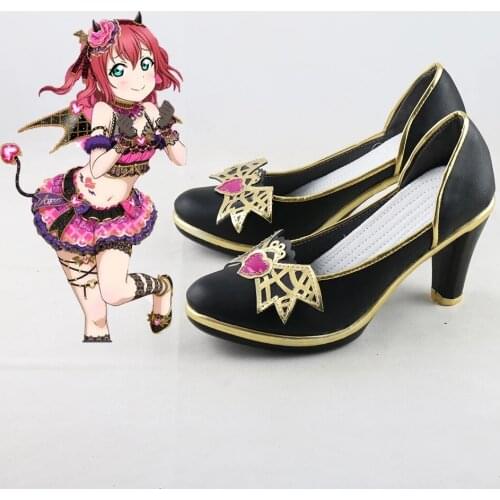 Anime Love live! Cosplay Shoes Boots Love Live Sunshine Aqours Little Devil Ruby Yoshiko Dia Halloween High Heels Full Members