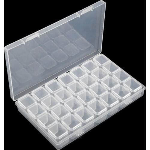 ARMYQZ 28 Slot Grids Storage Sticker Box Tool Diamond Painting Embroidery Accessories Bead Organizer Storage Case Container