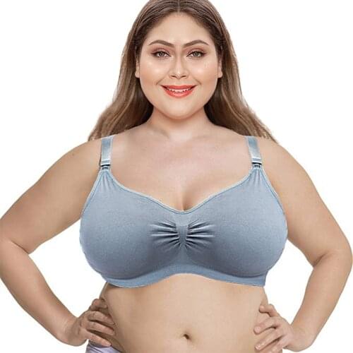SEXYWG Womens Breathable Supportive Plus Size Cotton Maternity Nursing Front Open Breathable Pregnant Breastfeeding Bra XL-3XL