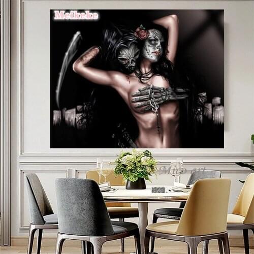 DIY 5D Sexy Tattoo Naked Woman girl Skull Full Diamond Painting cross stitch kits art Portrait 3D paint diamonds gift decoration