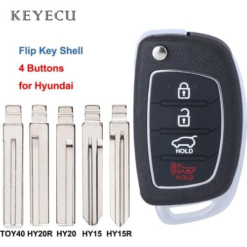 Keyecu Flip Remote Car Key Shell Case 4 Buttons for Hyundai Tucson Santa Fe ix45 Sonata Tucson ix35 ix45 Elantra Creta Solaris
