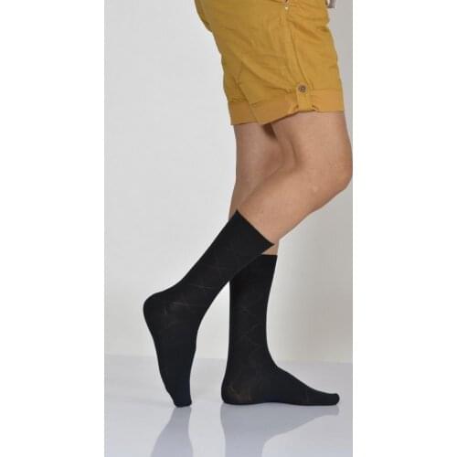 Idilfashion Men Emerald Pattern Bamboo Socket Socks-Black-E-ART217 (3'LÜ PACKAGE)