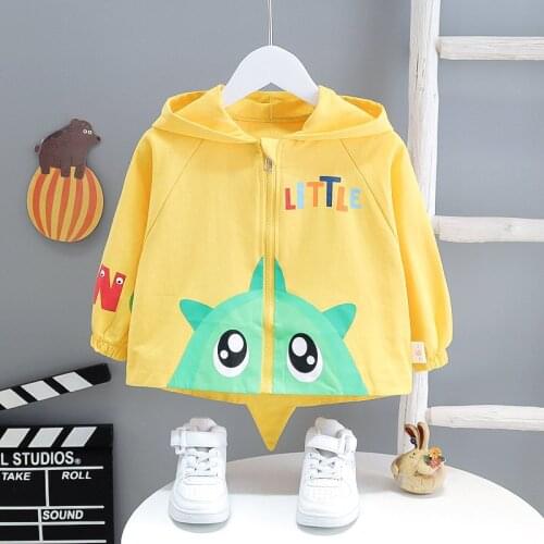 New Spring Autumn Unisex Clothing Kids Fashion Brand Jackets Coats V-neck Cartoon Dinosaur Childrens Boys Baby Girls Outwear