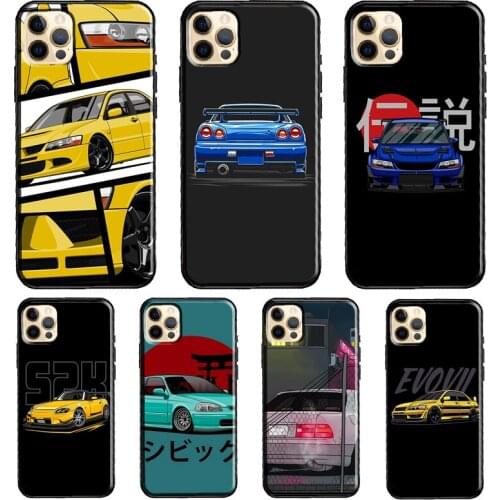 Yellow Jdm Cars Soft Cover For iPhone 11 12 Pro Max XS XR X 12 mini SE 2020 5S 6S 7 8 Plus Phone Case