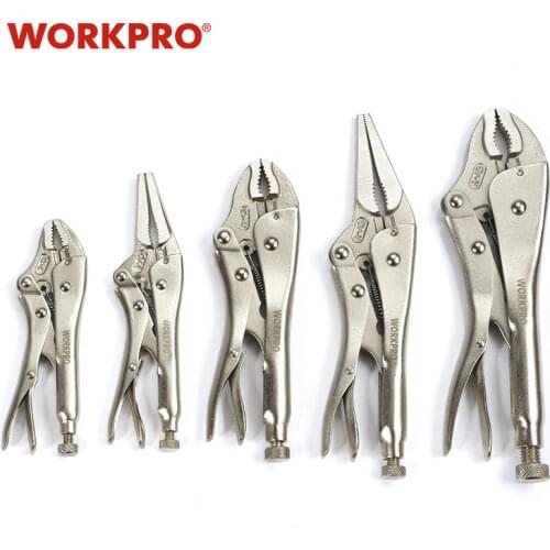 WORKPRO 5PC Pliers Set CRV Locking Pliers curved jaw pliers long nose pliers