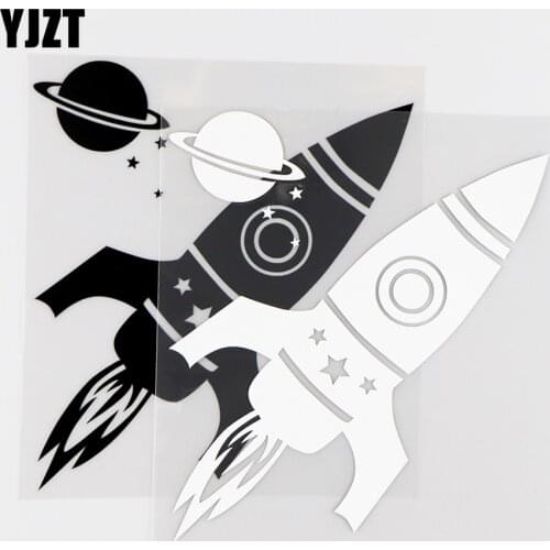 YJZT 13.4X15.3CM Personality Vinyl Decals Rocket space Planet Car Stickers Black / Silver 10A-0162