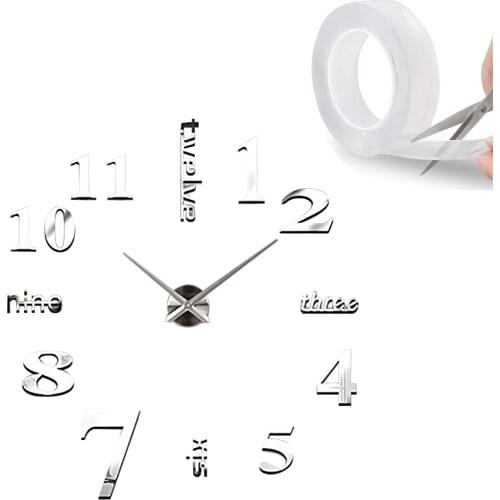 Wall Surface Decorative Mirror Clock Modern 3D Large DIY Wall Clock Numbers Stickers for Living Room Bedroom Wall Decoration